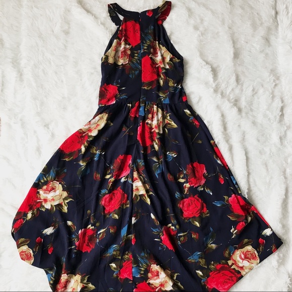 SUZY SHIER Navy Blue Halter Top High Low Dress EUC - Picture 3 of 6